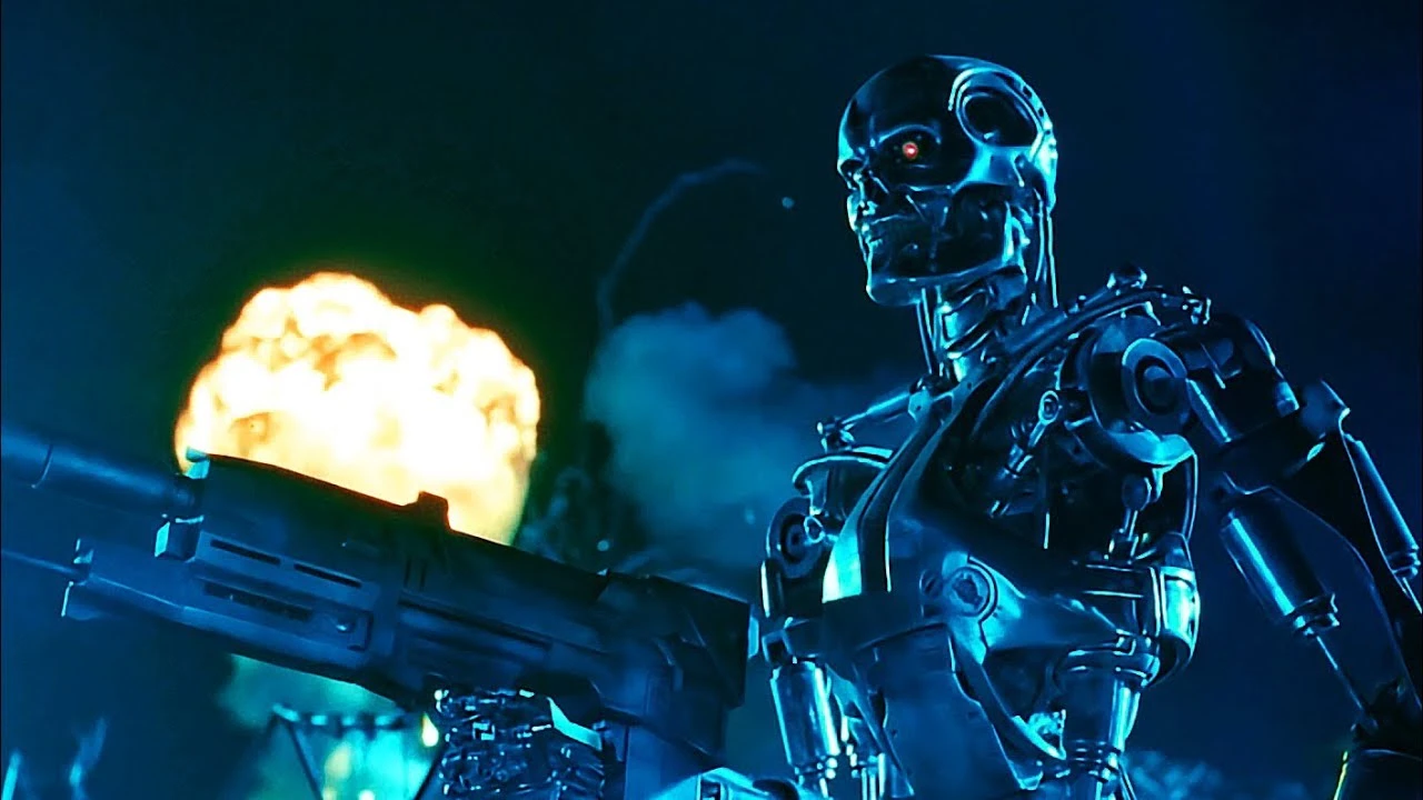 Screenshot from Terminator showing a killer machine.